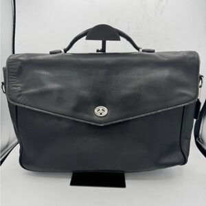 Coach Black Leather Turnlock Briefcase Messenger Travel Bag - Vintage #6457